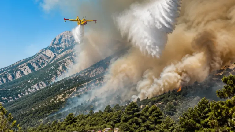 Feu en attaque à Noceta : intervention des secours et survol d'avions bombardiers d'eau
