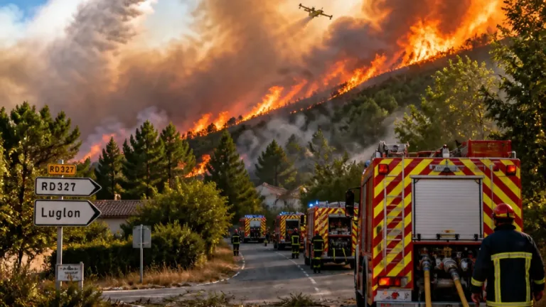 Feu majeur à Luglon : 400 hectares brûlés, le village évacué et l'accès coupé