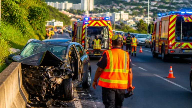 Fort-de-France : deux blessés légers après un spectaculaire choc contre un muret sur la rocade