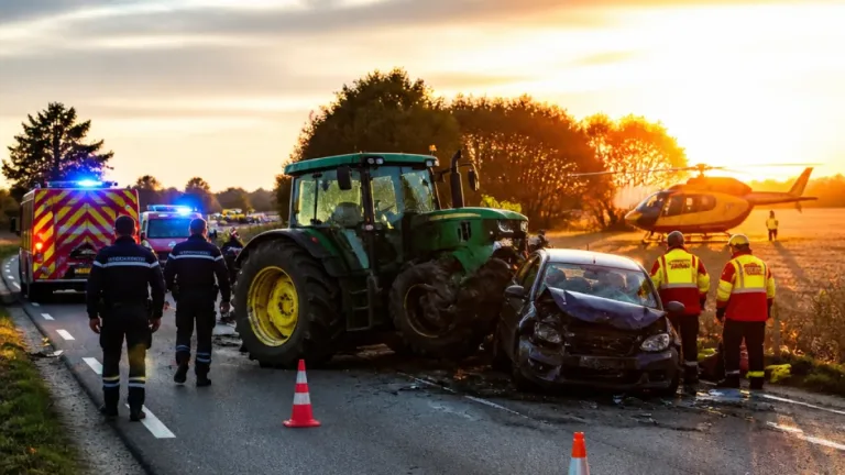 Haute‑Vienne : un homme de 64 ans décède après la collision d’un tracteur et d’une voiture