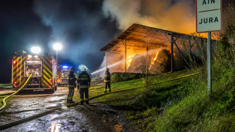 Important incendie d’un bâtiment agricole à Verjon : les secours mobilisés toute la nuit