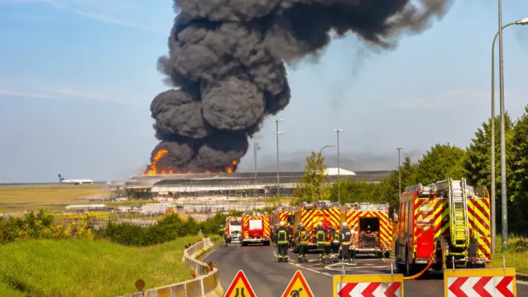 Important incendie dans un entrepôt à Louvres, fumées visibles jusqu’à Paris et mobilisant 80 pompiers