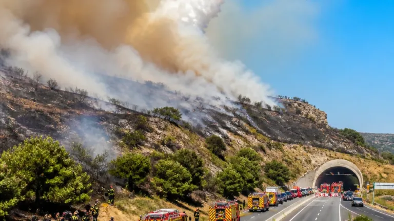Incendie proche de Pégairolles‑de‑l’Escalette : 200 hectares brûlés, autoroute temporairement coupée