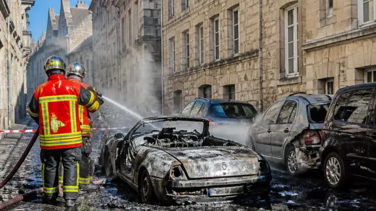 Laon : une voiture s’embrase rue Vinchon, quatre véhicules endommagés