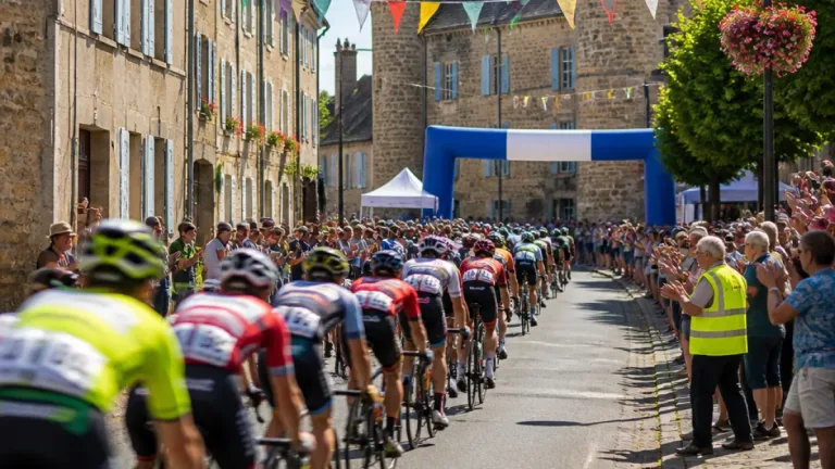 Le peloton du 59ᵉ Tour du Limousin déboule en Creuse pour une arrivée à Dun‑le‑Palestel
