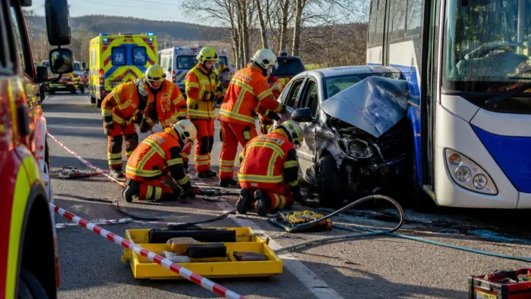 Messimy‑sur‑Saône : deux personnes désincarcérées après une collision entre un bus et une voiture