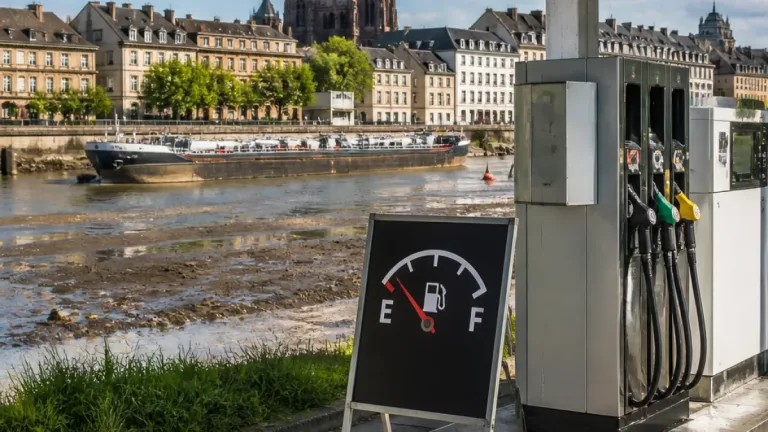 Sécheresse : le faible niveau du Rhin provoque des ruptures d’essence près de Strasbourg