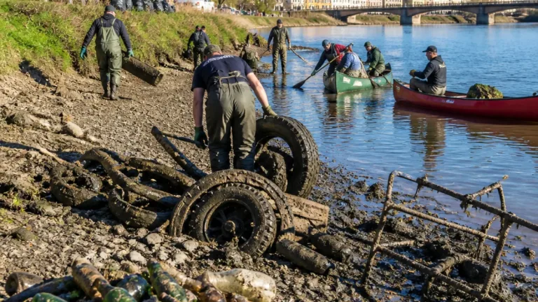 Tarbes : des dizaines de bénévoles retirent plusieurs mètres cubes de déchets des berges de l'Adour