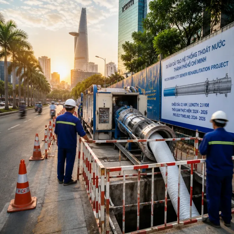 Hô Chi Minh-Ville modernise 2,1 km de réseaux d’assainissement grâce à la JICA et à une technique sans tranchée