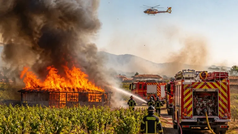 Un cabanon en flammes à Claira : une quarantaine de pompiers engagés pour contenir l'incendie