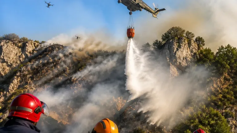 Un incendie maîtrisé à Bagnac‑sur‑Célé après onze largages d’un hélicoptère PUMA