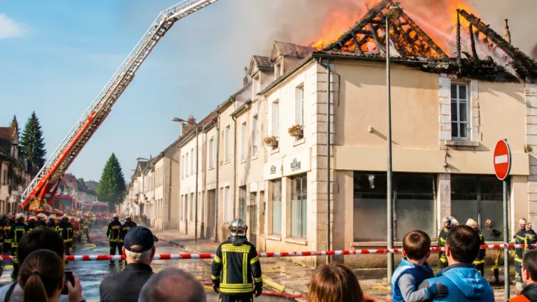 Un incendie ravage la toiture de la pharmacie Couturier à Aixe‑sur‑Vienne, la circulation coupée