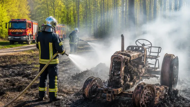 Un tracteur prend feu en forêt à Val-de-Meuse : l’intervention rapide des pompiers évite la propagation