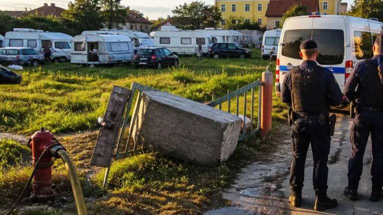 Une quinzaine de caravanes s’installent après avoir déplacé un bloc de béton à Sainte‑Euphémie