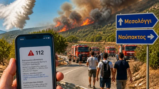 Μεσολόγγι: Υπό έλεγχο η φωτιά στη Μακύνεια — 112 κάλεσε εκκένωση προς Μεσολόγγι ή Ναύπακτο