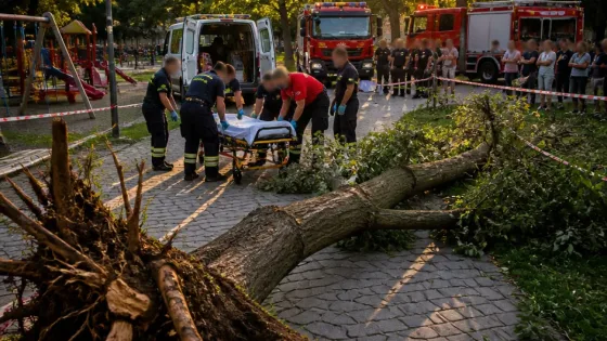 Θεσσαλονίκη: Δέντρο έπεσε σε πάρκο Καλαμαριάς — τραυματίες μητέρα και βρέφος