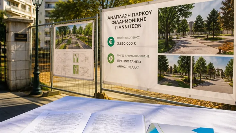 Γιαννιτσά: Υπογράφηκε η σύμβαση για την ανάπλαση του πάρκου της Φιλαρμονικής