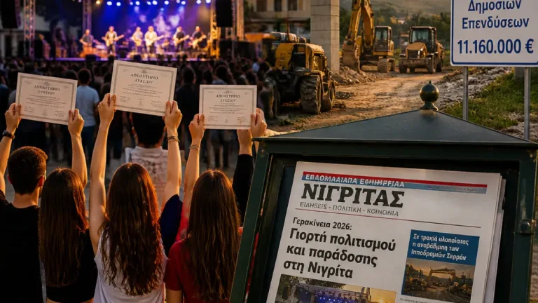 Νιγρίτα: Γερακίνεια και τοπικές ειδήσεις στο πρωτοσέλιδο της ιστορικής εφημερίδας