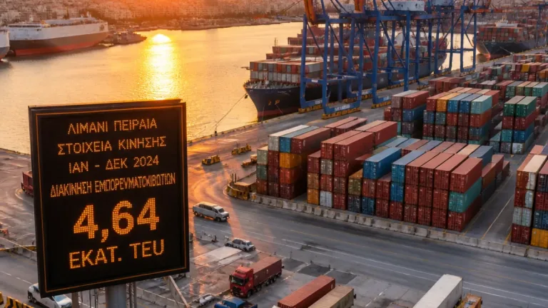 Πειραιάς: Πέφτει στην 7η θέση της ΕΕ η διακίνηση εμπορευματοκιβωτίων το 2025