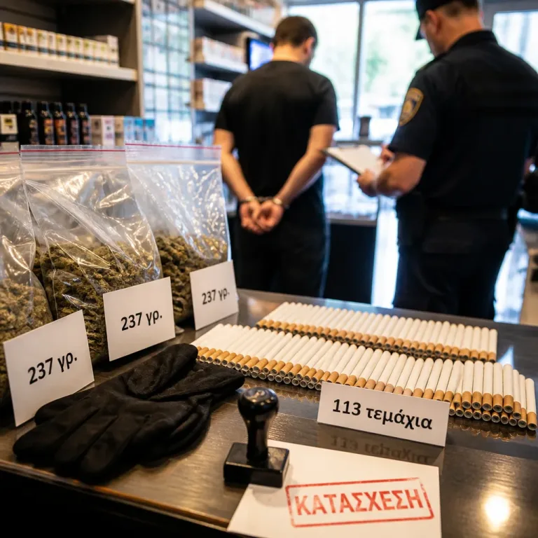 Συνελήφθη ιδιοκτήτης καταστήματος στο Λασίθι με δεκάδες τσιγάρα και 237 γρ. κάνναβης