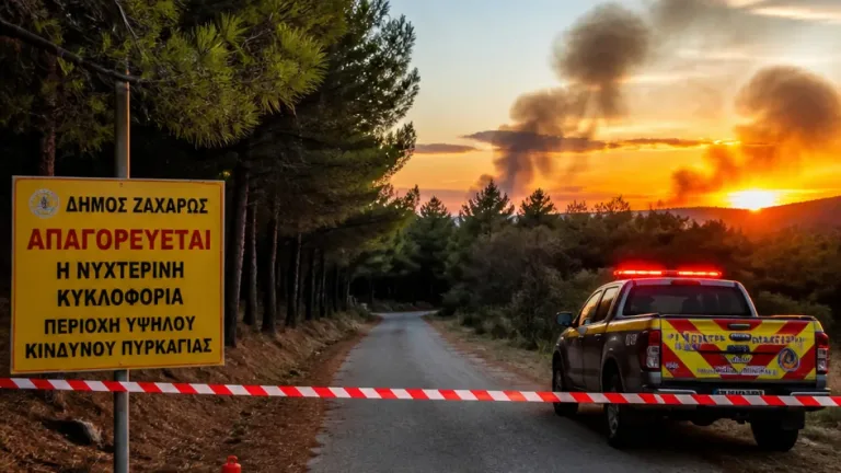 Ζαχάρω: Απαγόρευση κυκλοφορίας σε δάση και έκτακτα προληπτικά μέτρα για τον κίνδυνο πυρκαγιάς