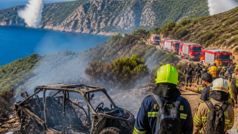 Ζάκυνθος: Φωτιά στον Μαραθιά προκλήθηκε από «beach buggy» — όχημα καταστράφηκε, επιβάτες απεγκλωβίστηκαν