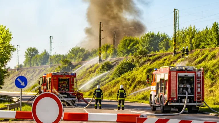 Bozóttűz miatt lezárták a 8-as főutat és megszakadt a vasúti forgalom Veszprém felé