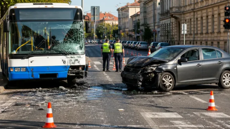 Busz és személyautó ütközött Pécsen a Siklósi út–Táncsics utcai balesetveszélyes csomópontnál
