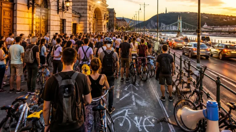 Demonstráció a Gellért rakparton: petíciót adtak át, a Rudas-szakasz beruházása mégis elindulhat
