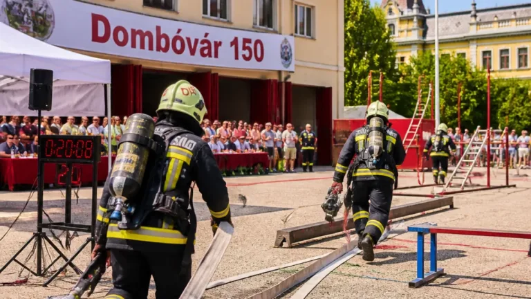 Dombóvár: jubileumi erőfelmérőn mérték össze erejüket a tűzoltók