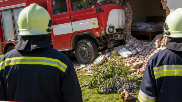 Elszabadult IFA tűzoltóautó rohant egy egervölgyi családi ház falába, többmilliós kár