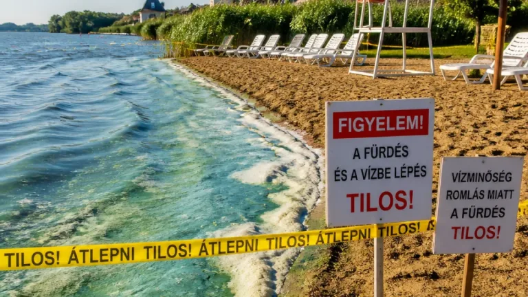 Fürdőzési tilalom Poroszlón: kék algás szennyezettség miatt lezárták a strandidőt