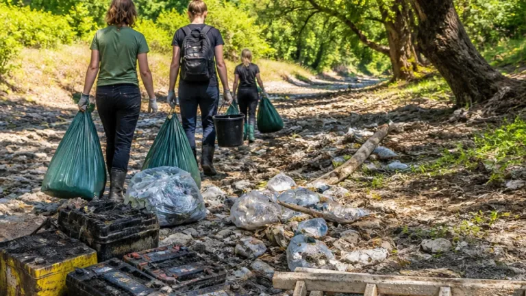 Gyöngyös-patak kiszáradt szakaszát takarították ki helyi önkéntesek Szombathelynél