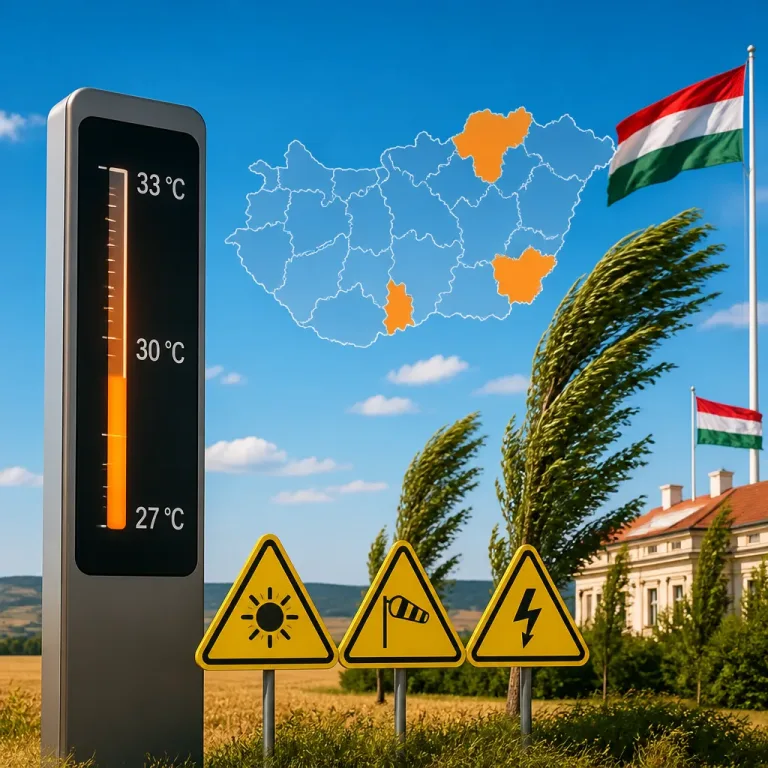 Több megyére hőségriasztás — napsütés, erős északi szél és 27–33°C várható szerdán