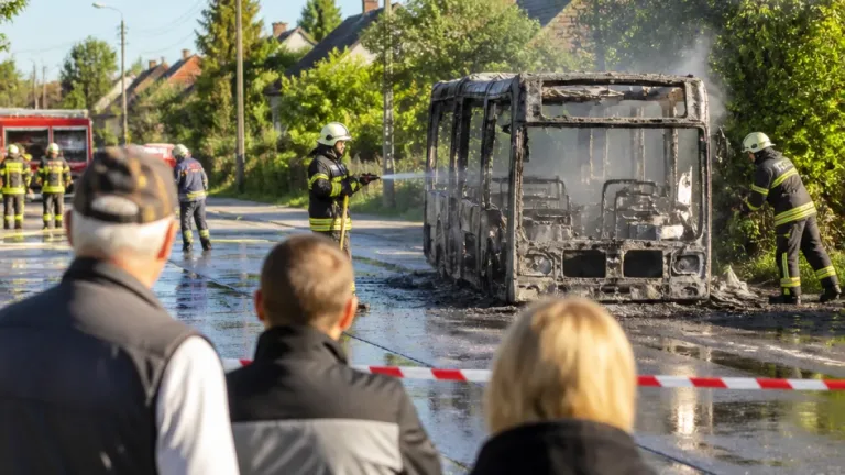 Kigyulladt egy menetrendszerinti busz Nagyvejkén, utasok és sofőr sérülés nélkül elhagyták a járművet