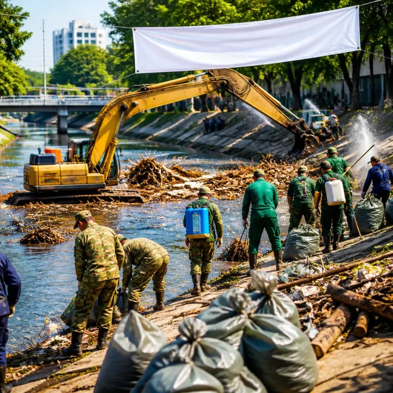 Nghi Son megkezdte a többhetes kampányt: csatornatisztítás, kotrás és szemétgyűjtés az árvízvédelemért