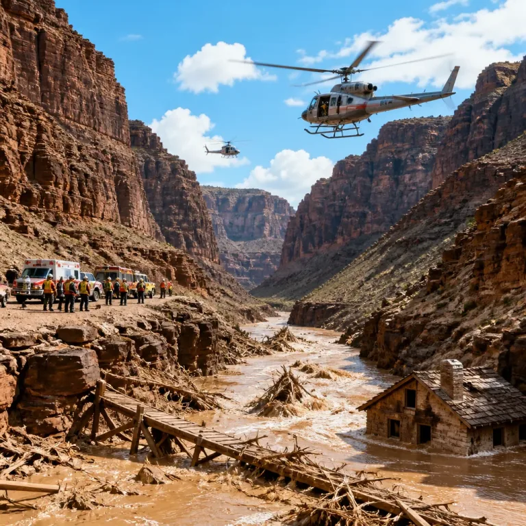 Villámárvíz tépte szét a Grand Canyon belső útvonalait: helikopteres mentéssel 62 embert hoztak ki, 15-en eltűntek