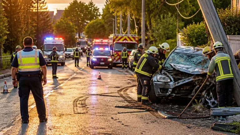 Lövések és baleset: menekülő autós csapódott villanyoszlopnak Balatonfüreden, rendőrök is megsérültek