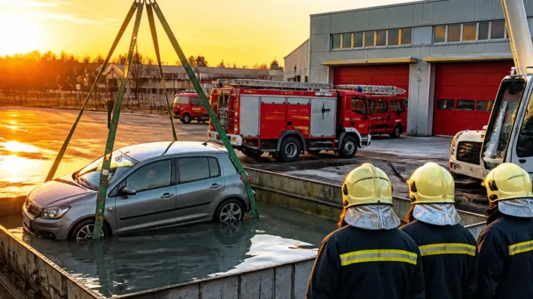 Merítőkonténert adományoztak a somogyi tűzoltóknak az elektromos autók oltására