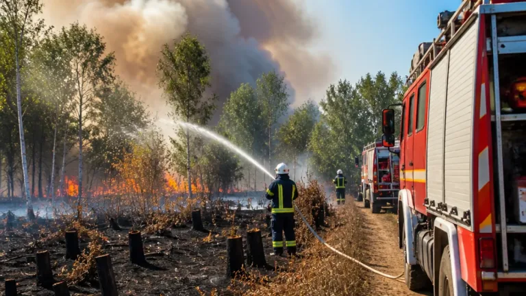 Négy hektáron égett az erdő Csólyospálos és Kömpöc között, több tűzoltóegység dolgozik a helyszínen