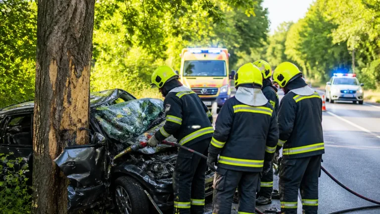 Nyíregyházán kisodródott egy autó, egy nőt feszítővágóval hoztak ki a roncsok közül