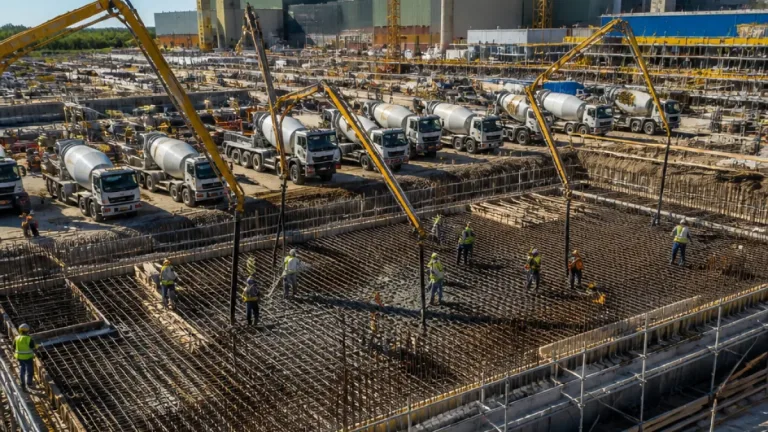 Paks II: 30 óra alatt több mint 2 000 köbméter betont öntöttek az 5. blokk alaplemezébe