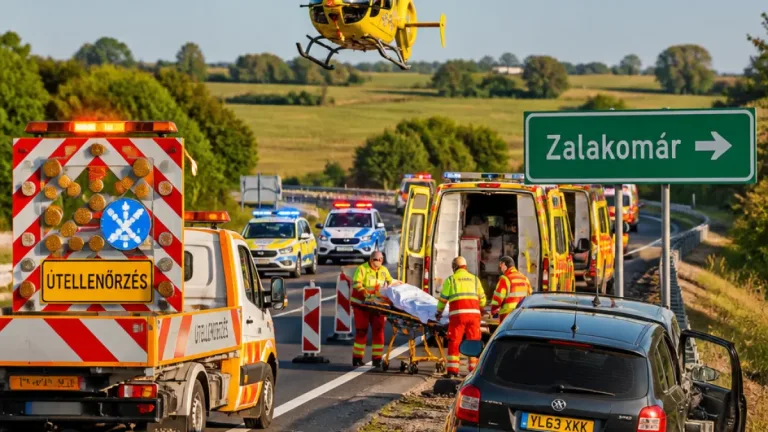 Súlyos baleset az M7-en Zalakomárnál: egy gyermek életveszélyes állapotban helikopterrel vitték el