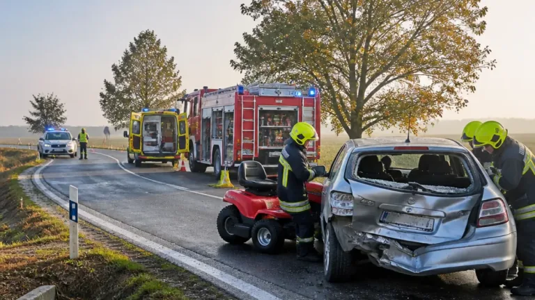 Személyautó hátulról ütközött fűnyíró traktorral a 5301-es úton Kalocsa és Halom között
