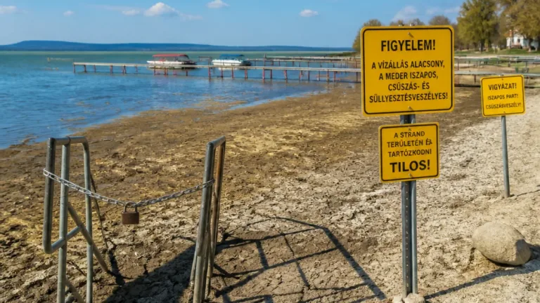 Tartós fürdőzési tilalom a Tini Strandon: alacsony vízállás miatt lezárták a partszakaszt