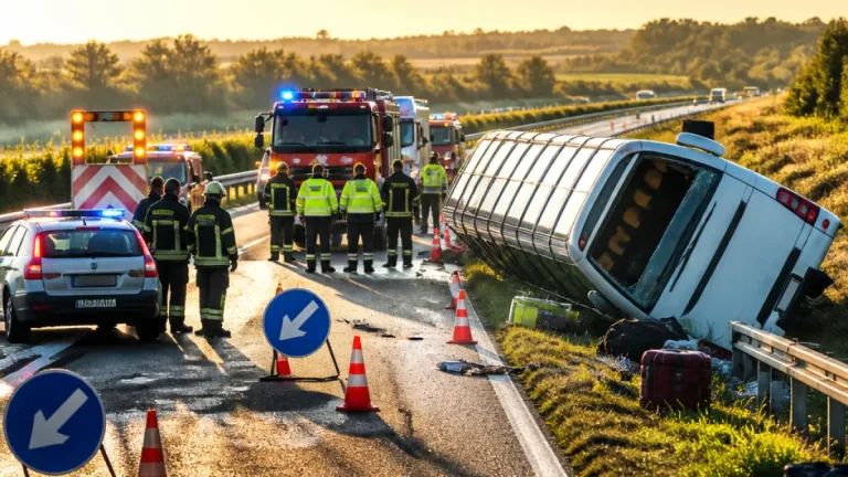 Tragédia az M3-ason: lengyel busz felborult Mezőkeresztesnél, több tucat áldozat és sérült