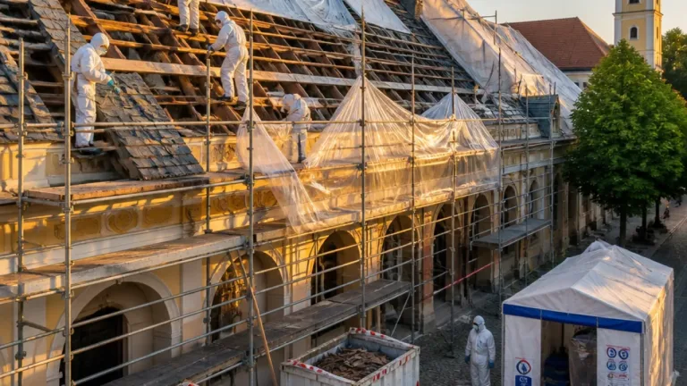 Zalaegerszeg: súlyos sérülések és azbeszt a Kvártélyház tetőjén — megkezdődtek a munkálatok