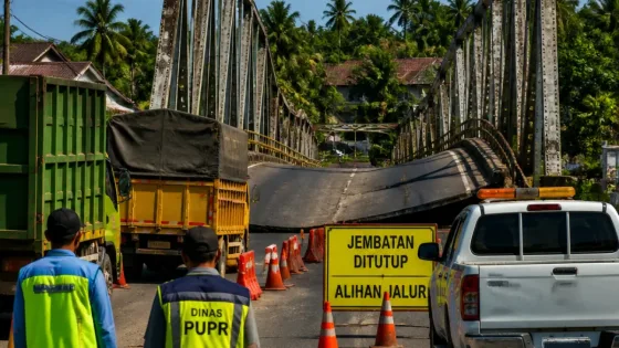 Jembatan Penghubung Binjai Barat–Utara Amblas, Pemkot Perintahkan Perbaikan Segera