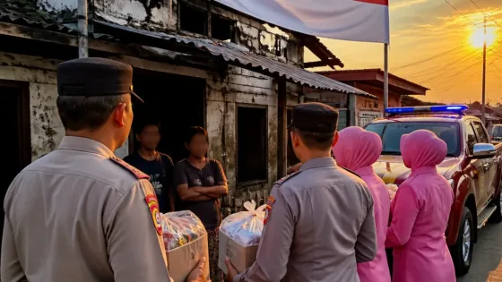 Kapolres Prabumulih Kunjungi Korban Kebakaran, Serahkan Bantuan Sembako dan Dukungan Moral