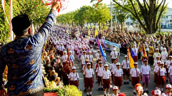 Karnaval Jalan Kaki Pelajar Kembali Meriahkan Cilacap setelah 14 Tahun Vakum